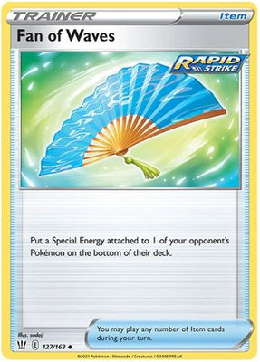 <transcy>Pokemon Card Battle Styles 127/163 127/163 Fan of Waves Item Ikke almindelig</transcy>