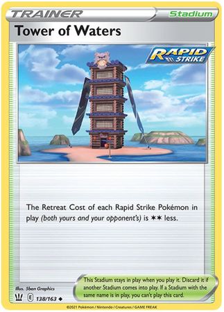 <transcy>Pokemon Card Battle Styles 138/163 138/163 Tower of Waters Stadium Gelegentlich</transcy>