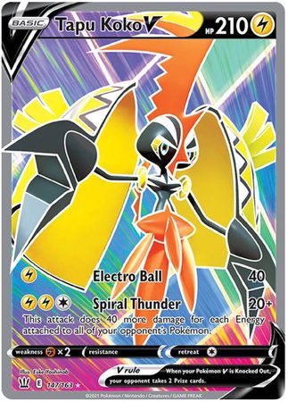 <transcy>Pokemon Card Battle Styles 147/163 147/163 Tapu Koko V Fuld Art</transcy>