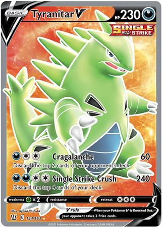 <transcy>Pokemon Card Battle Styles 154/163 154/163 Tyranitar V Fuld Art</transcy>