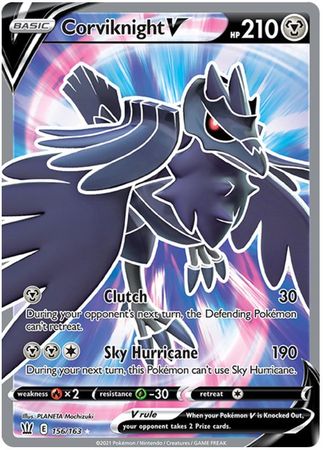 <transcy>بوكيمون كارد باتل ستايلز 156/163156/163 Corviknight V Full Art</transcy>