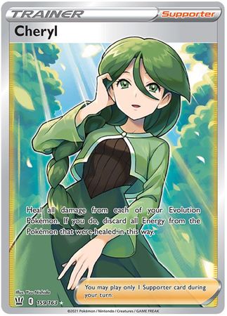 (S) Pokemon Card Battle Styles 159/163 159/163 Cheryl Supporter Full Art