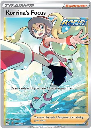 (S) Pokemon Card Battle Styles 160/163 160/163 Korrina's Focus Supporter Full Art