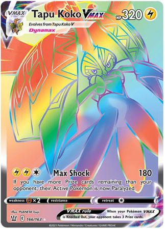 Pokemon Card Battle Styles 166/163 166/163 Tapu Koko VMAX Hyper Rare