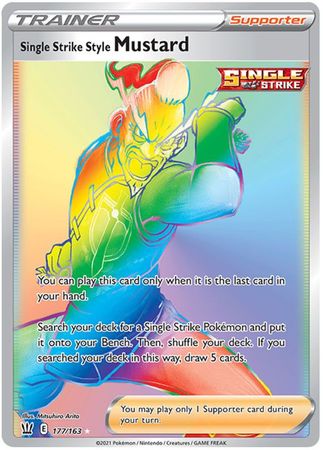 (S) Pokemon Card Battle Styles 177/163 177/163 Single Strike Style Mustard Supporter Hyper Rare