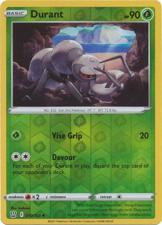 Pokemon Card Battle Styles 010/163 10/163 Durant Reverse Holo Uncommon