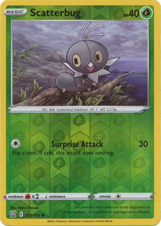 Pokemon Card Battle Styles 011/163 11/163 Scatterbug Reverse Holo Common