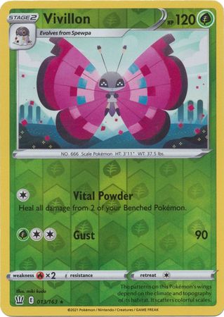 Pokemon Card Battle Styles 013/163 13/163 Vivillon Reverse Holo Rare