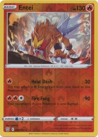 Pokemon Card Battle Styles 020/163 20/163 Entei Holo Reverse Holo Rare