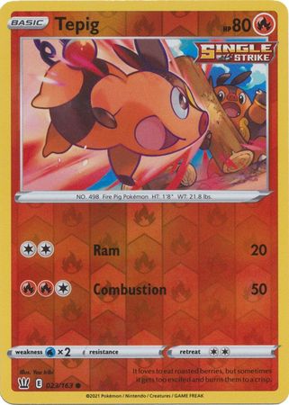 Pokemon Card Battle Styles 023/163 23/163 Tepig Reverse Holo Common