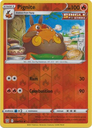 Pokemon Card Battle Styles 024/163 24/163 Pignite Reverse Holo Uncommon