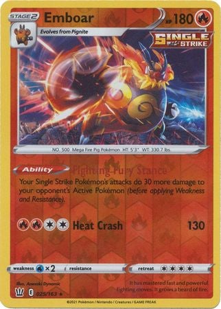 Pokemon Card Battle Styles 025/163 25/163 Emboar Holo Reverse Holo Rare