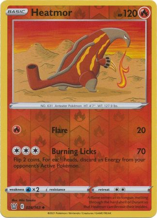 Pokemon Card Battle Styles 026/163 26/163 Heatmor Reverse Holo Uncommon