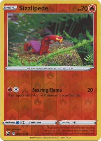 Pokemon Card Battle Styles 029/163 29/163 Sizzlipede Reverse Holo Common