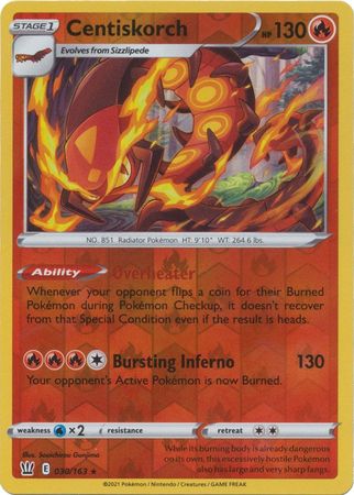 Pokemon Card Battle Styles 030/163 30/163 Centiskorch Reverse Holo Rare