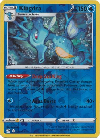 Pokemon Card Battle Styles 033/163 33/163 Kingdra Holo Reverse Holo Rare