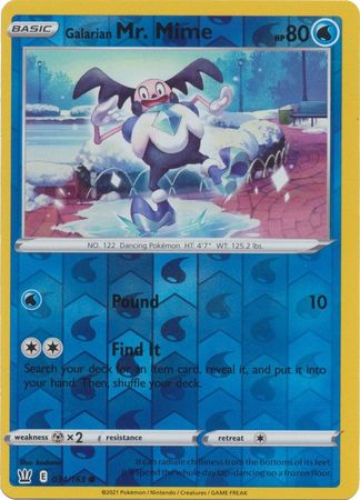 Pokemon Card Battle Styles 034/163 34/163 Galarian Mr. Mime Reverse Holo Common