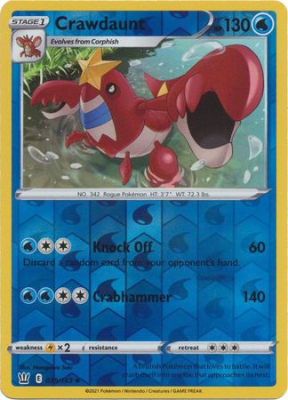 Pokemon Card Battle Styles 039/163 39/163 Crawdaunt Reverse Holo Uncommon