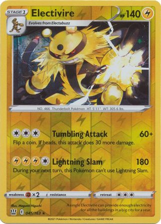 Pokemon Card Battle Styles 045/163 45/163 Electivire Reverse Holo Rare