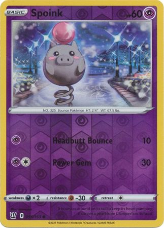 Pokemon Card Battle Styles 055/163 55/163 Spoink Reverse Holo Common