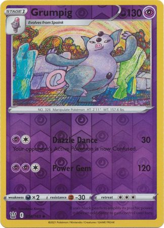 Pokemon Card Battle Styles 056/163 56/163 Grumpig Reverse Holo Uncommon