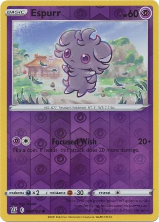 Pokemon Card Battle Styles 060/163 60/163 Espurr Reverse Holo Common