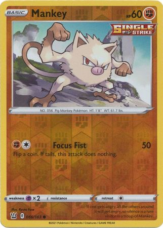 Pokemon Card Battle Styles 066/163 66/163 Mankey Reverse Holo Common