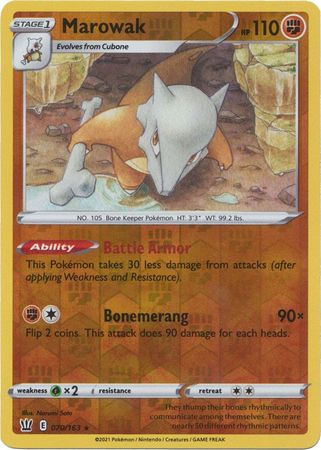 Pokemon Card Battle Styles 070/163 70/163 Marowak Reverse Holo Rare