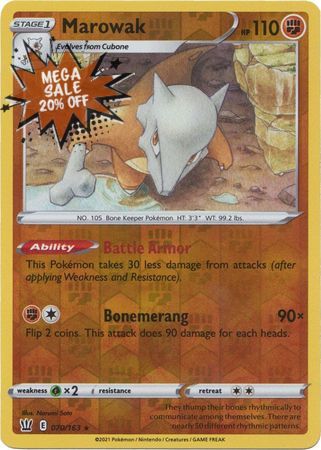 Pokemon Card Battle Styles 070/163 70/163 Marowak Reverse Holo Rare