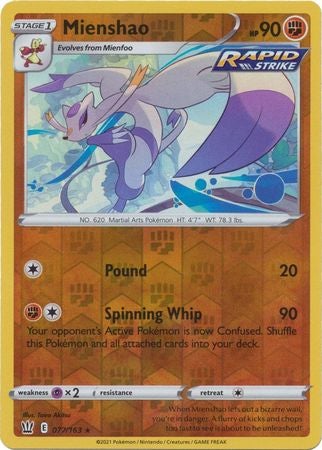 Pokemon Card Battle Styles 077/163 77/163 Mienshao Reverse Holo Rare