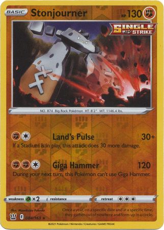 Pokemon Card Battle Styles 084/163 84/163 Stonjourner Reverse Holo Rare