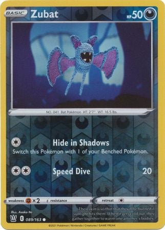 Pokemon Card Battle Styles 089/163 89/163 Zubat Reverse Holo Common