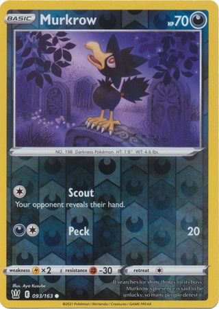 Pokemon Card Battle Styles 093/163 93/163 Murkrow Reverse Holo Common