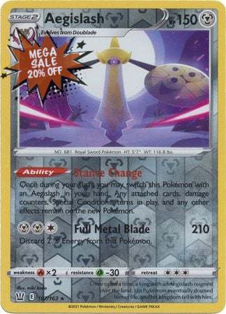 <transcy>Pokemon Card Battle Styles 107/163 107/163 Aegislash Holo Reverse Holo Selten</transcy>