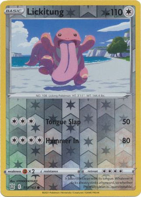 <transcy>أنماط معركة بطاقات البوكيمون 113/163 113/163 Lickitung Reverse Holo Common</transcy>