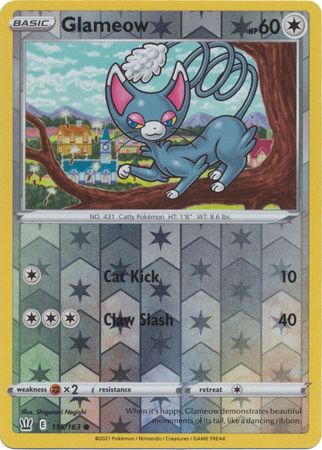 <transcy>Pokemon Card Battle Styles 115/163 115/163 Glameow Reverse Holo Common</transcy>