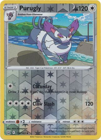 <transcy>Pokemon Card Battle Styles 116/163 116/163 Purugly Reverse Holo Gelegentlich</transcy>