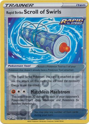 Pokemon Card Battle Styles 131/163 131/163 Rapid Strike Scroll of Swirls Item Reverse Holo Uncommon