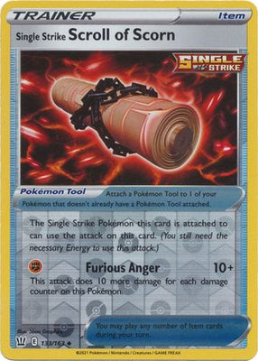 Pokemon Card Battle Styles 133/163 133/163 Single Strike Scroll of Scorn Item Reverse Holo Uncommon