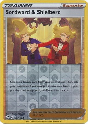 Pokemon Card Battle Styles 135/163 135/163 Sordward and Shielbert Supporter Reverse Holo Uncommon