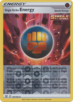 Pokemon Card Battle Styles 141/163 141/163 Single Strike Energy Reverse Holo Uncommon