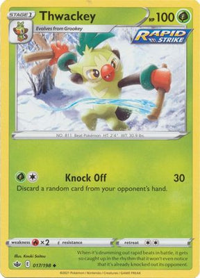 Pokemon Card Chilling Reign 017/198 Thwackey Uncommon