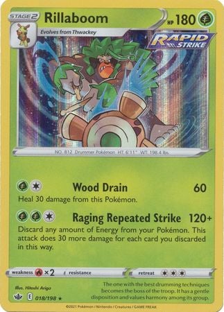 Pokemon Card Chilling Reign 018/198 Rillaboom Holo Rare