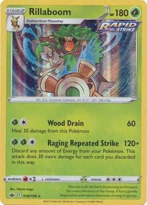 <transcy>Pokemon Card Chilling Reign 018/198 Rillaboom Holo Rare</transcy>