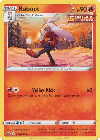 Pokemon Card Chilling Reign 027/198 Raboot Uncommon