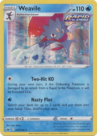 Pokemon Card Chilling Reign 031/198 Weavile Holo Rare