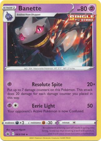 Pokemon Card Chilling Reign 063/198 Banette Rare