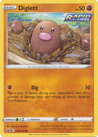 Pokemon Card Chilling Reign 076/198 Diglett Common