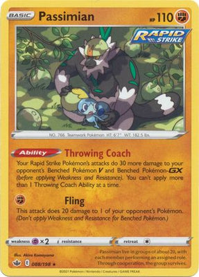 <transcy>Pokemon Card Chilling Reign 088/198 Passimian Selten</transcy>