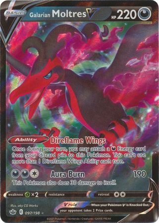 Pokemon Card Chilling Reign 097/198 Galarian Moltres V Ultra Rare